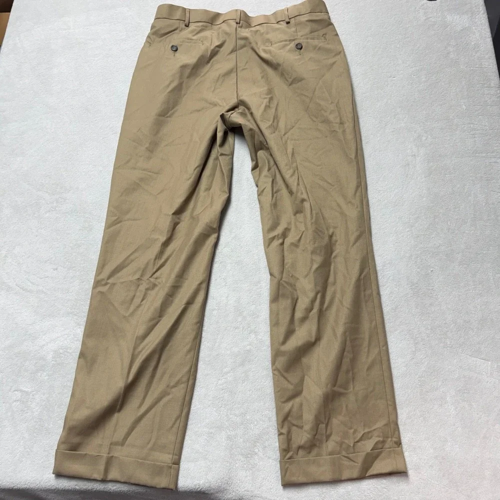 Dockers Mens Classic Fit Pleated Khaki Pants Tan Cuffed W36 L32